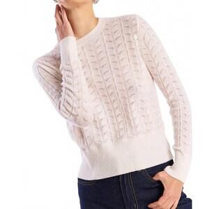 NEW BRODIE CASHMERE shell pointelle crew sweater in organic white